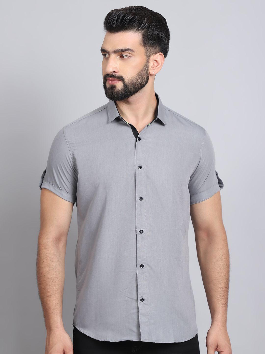 

Tanip Men Sheer Casual Shirt, Grey