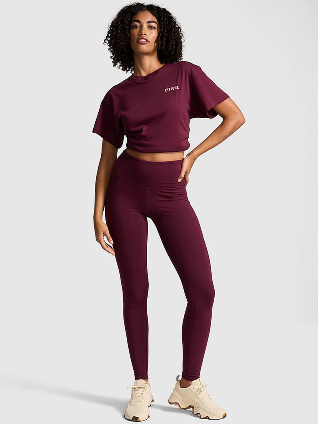 

Victoria's Secret Women High-Rise Ankle-Length Gym Tights, Burgundy