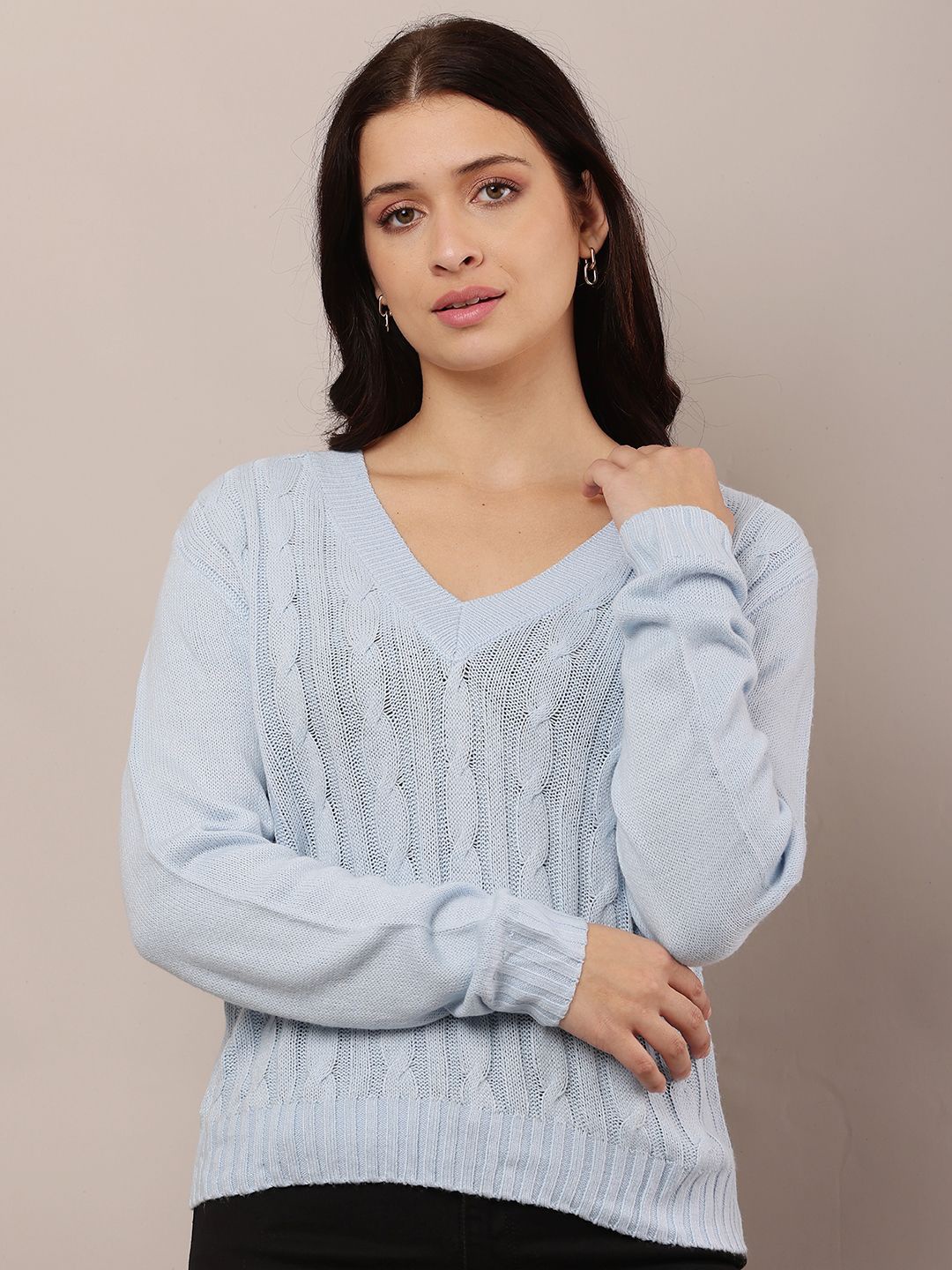 

NoBarr Women Cable Knit Pullover Sweaters, Blue