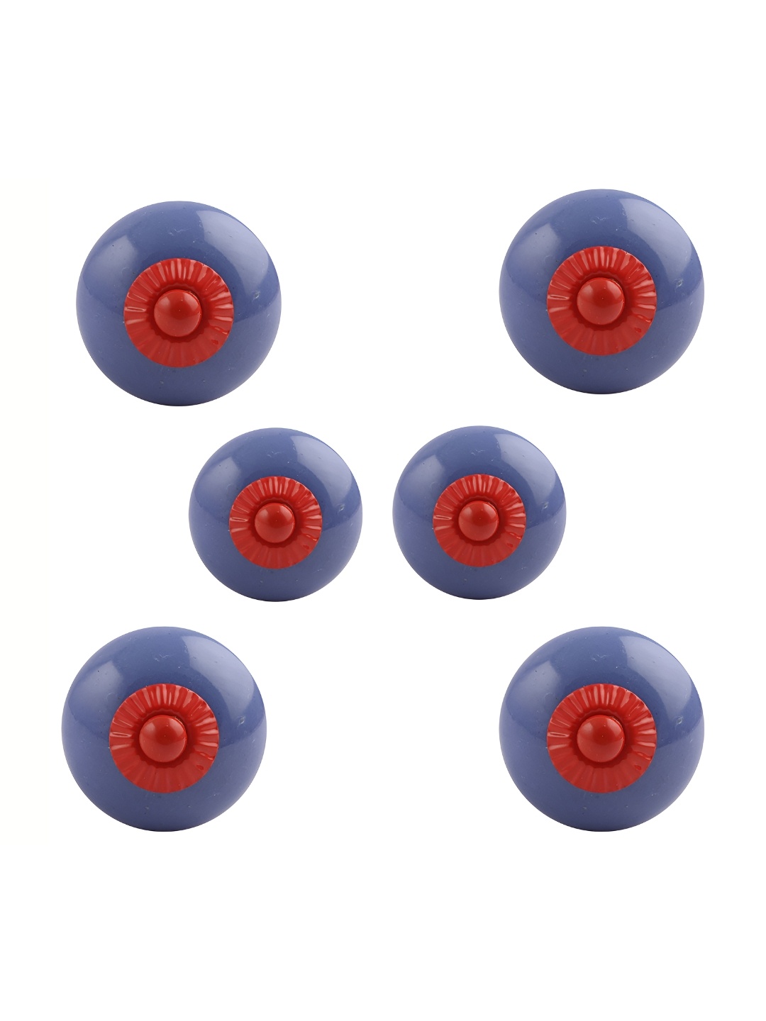 

Indianshelf 6Pcs Blue & Red Textured Ceramic Knobs