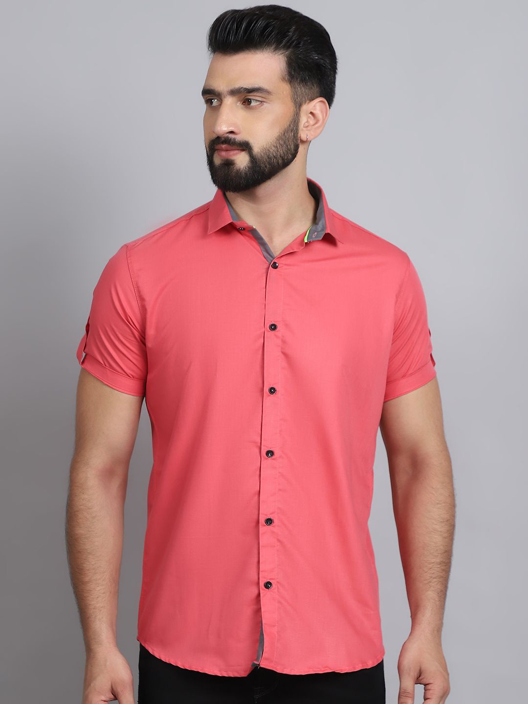 

Tanip Men Sheer Casual Shirt, Pink