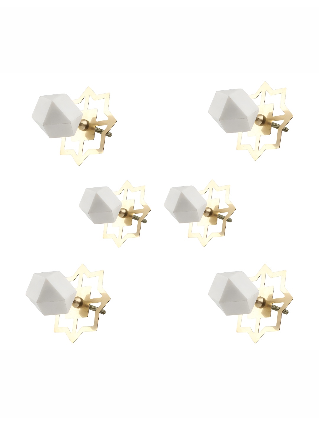 

Indianshelf 6-Pcs White Hexagon Stone Knobs