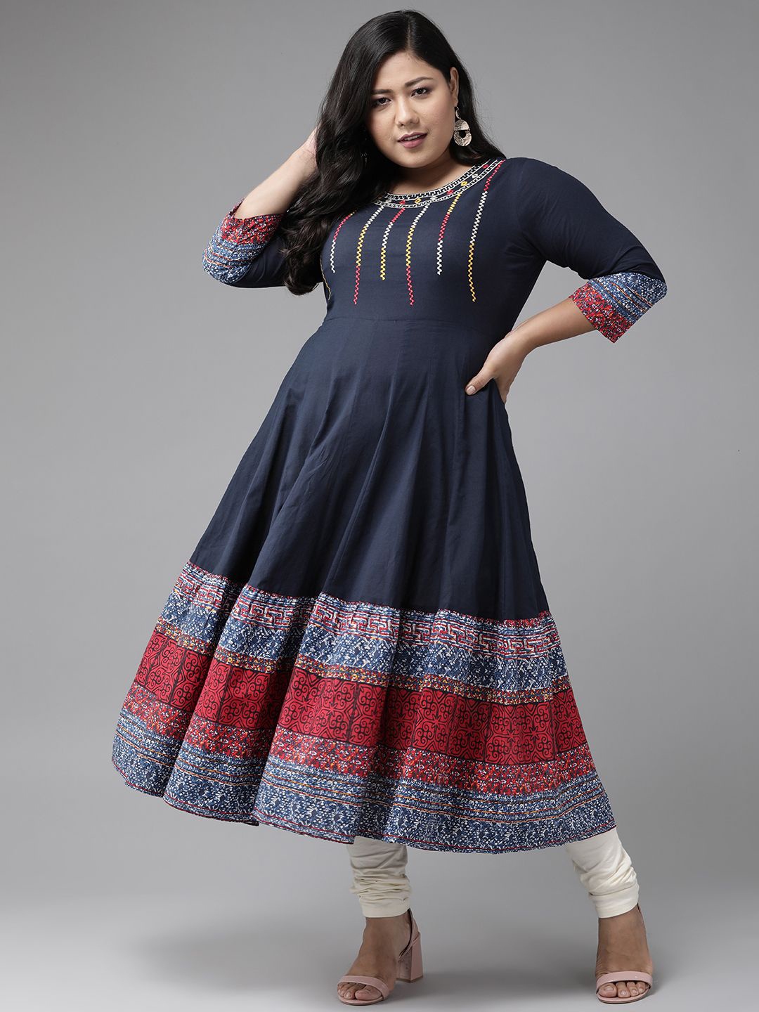 

KALINI Women Embroidered Anarkali Kurta, Blue