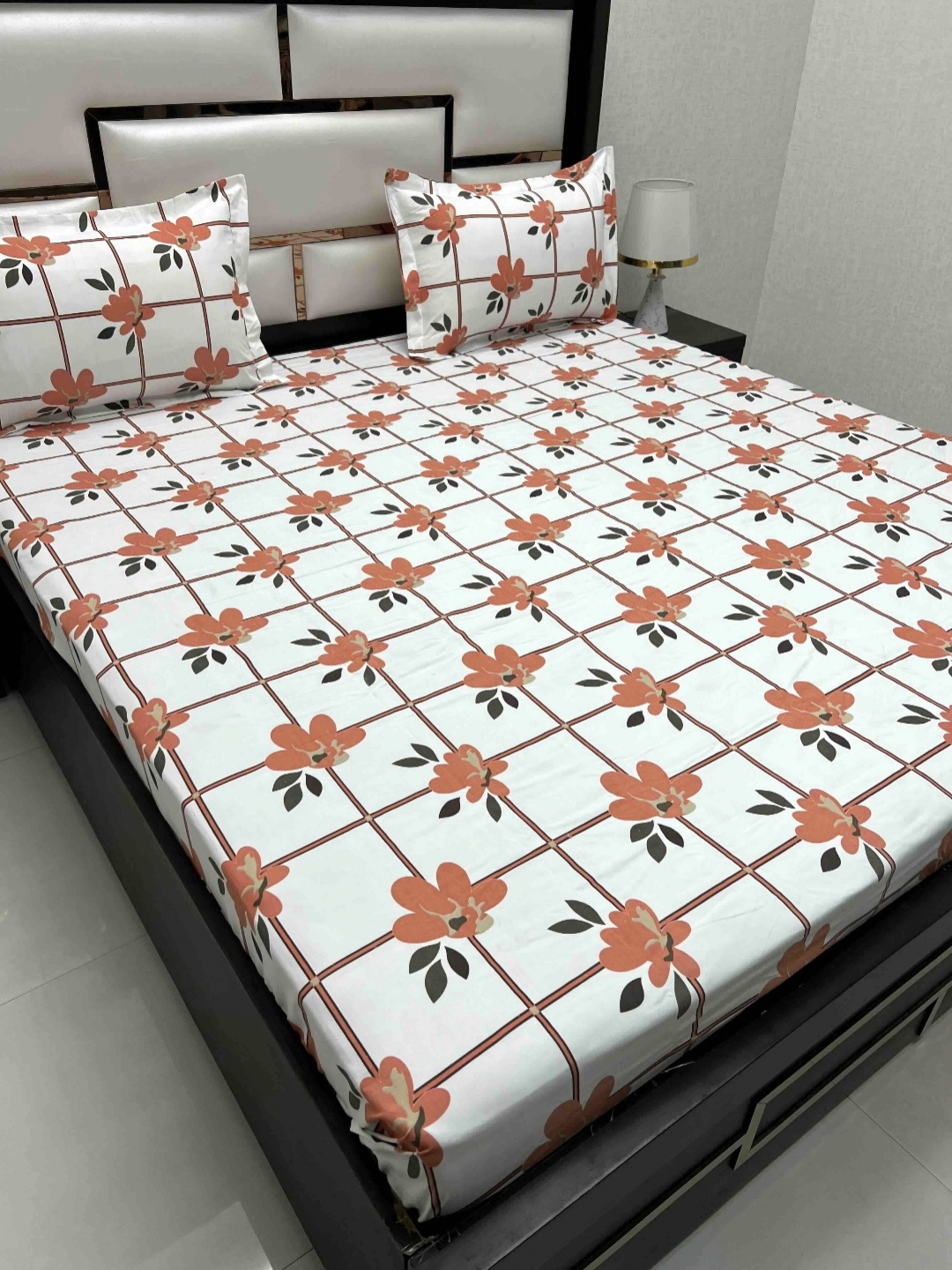 

Pure Decor Amulya Orange Colored Printed Microfiber 300 TC Queen Bedsheet Set 2.55 x 2.27m