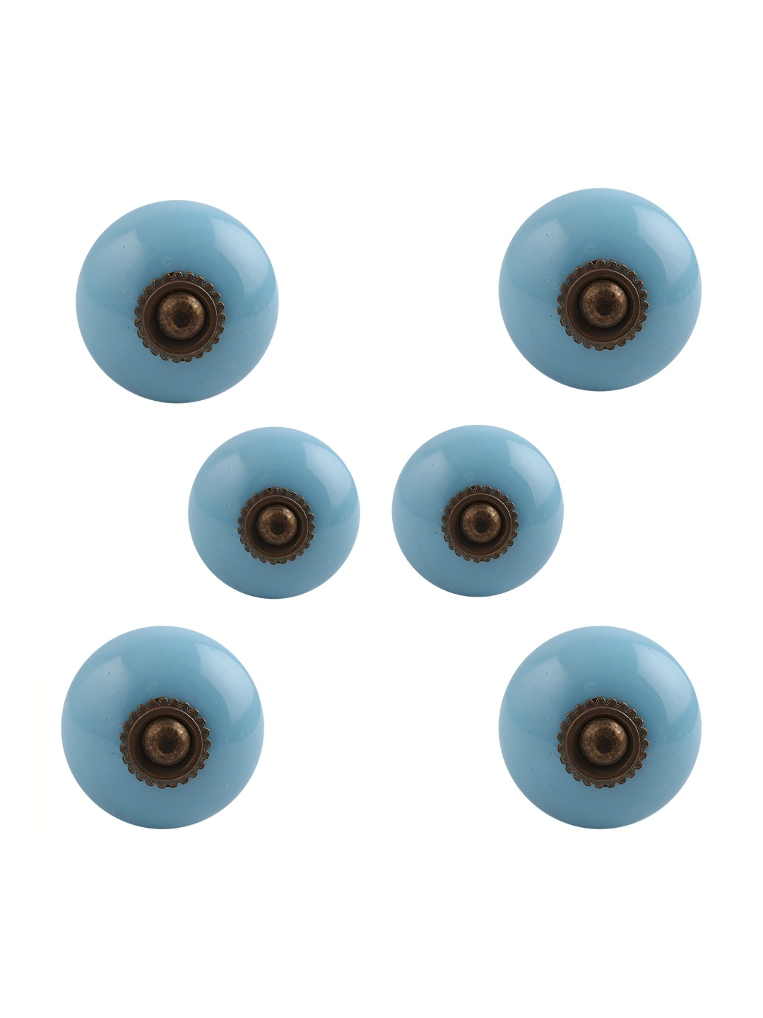 

Indianshelf 6-Pcs Blue & Brown Ceramic Round Knobs
