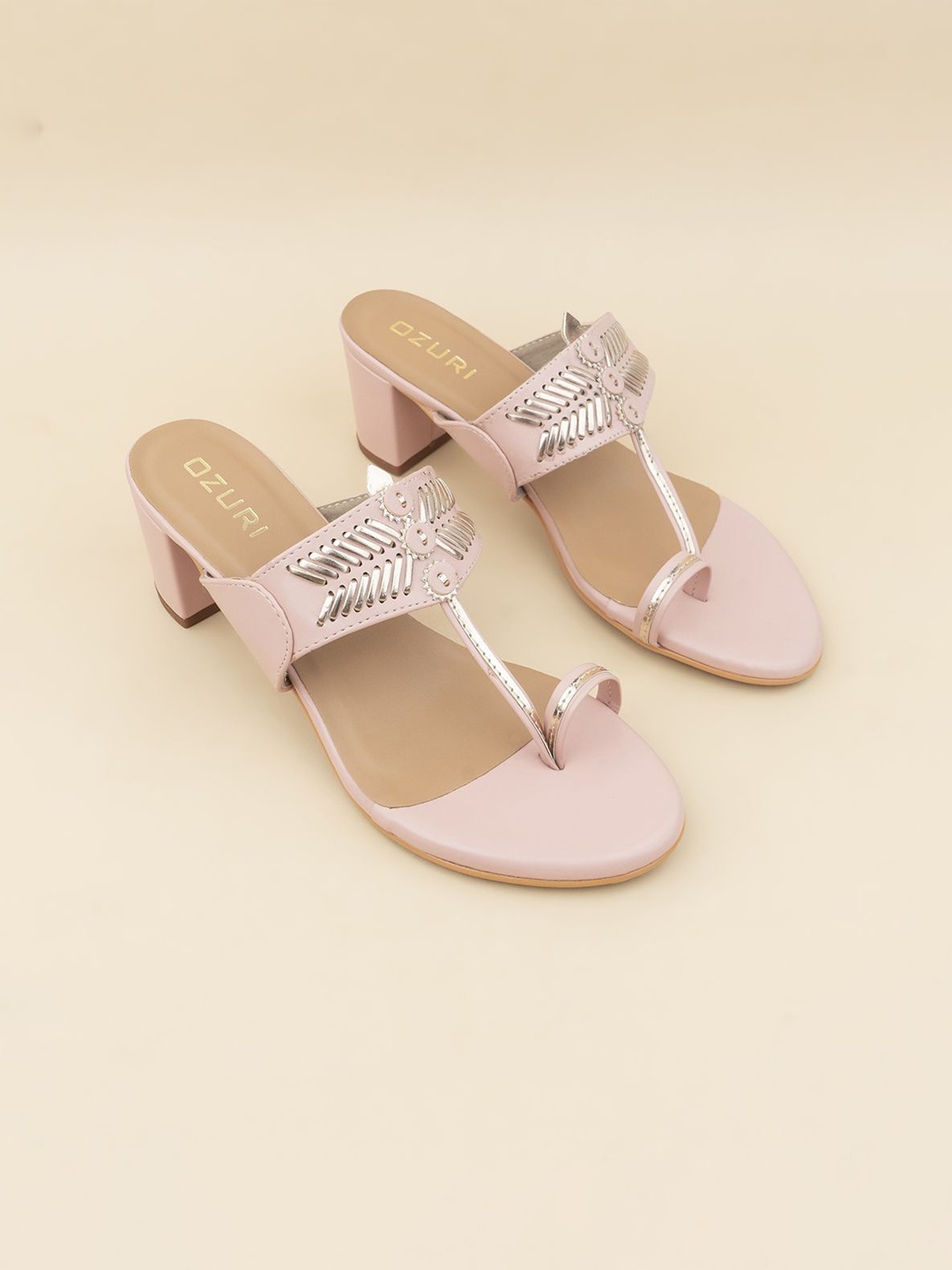 

Ozuri Women Western - Embellished Open Back Block Sandals, Pink