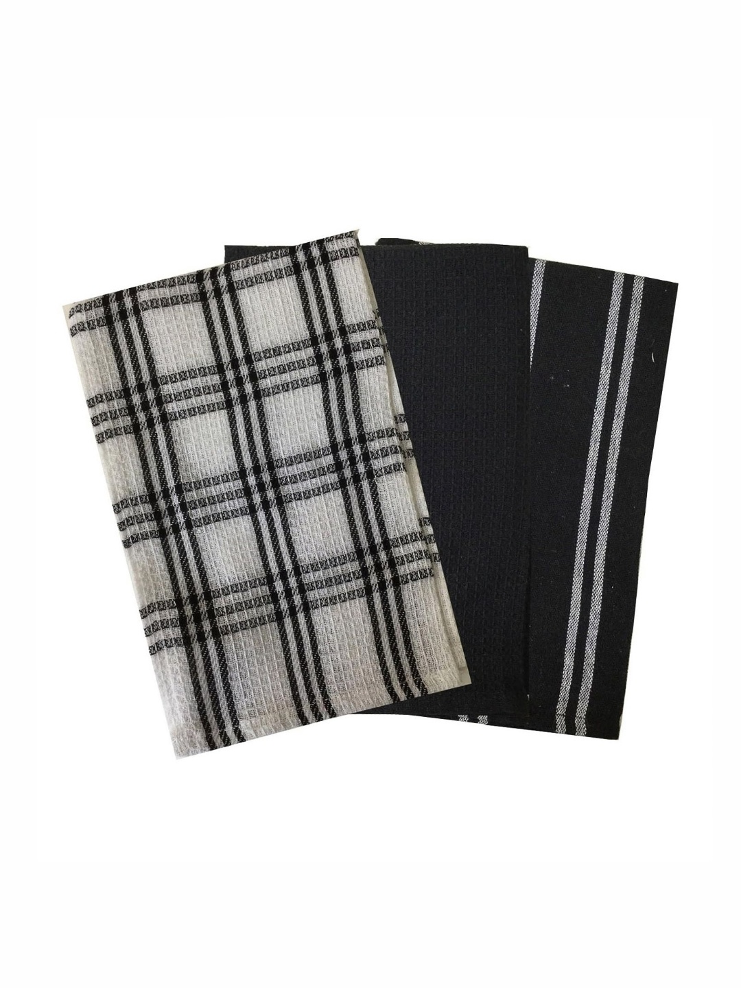 

Lushomes 3-Pcs Black & White Checked Cotton Super Absorbent Kitchen Towels