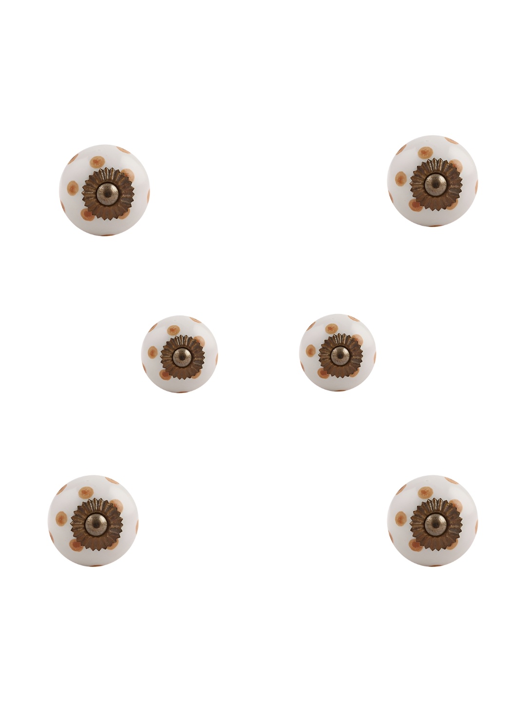 

Indianshelf White & Brown 6 Pieces Textured Ceramic Knobs