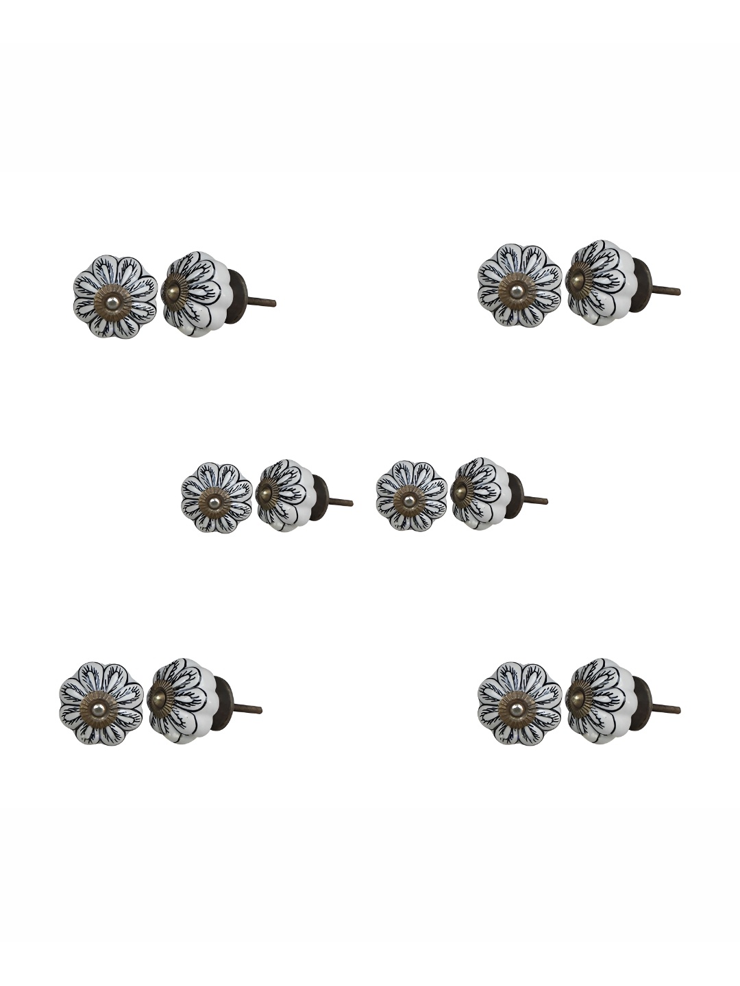 

Indianshelf White & Black 6 Pieces Round Ceramic Cabinet Knob
