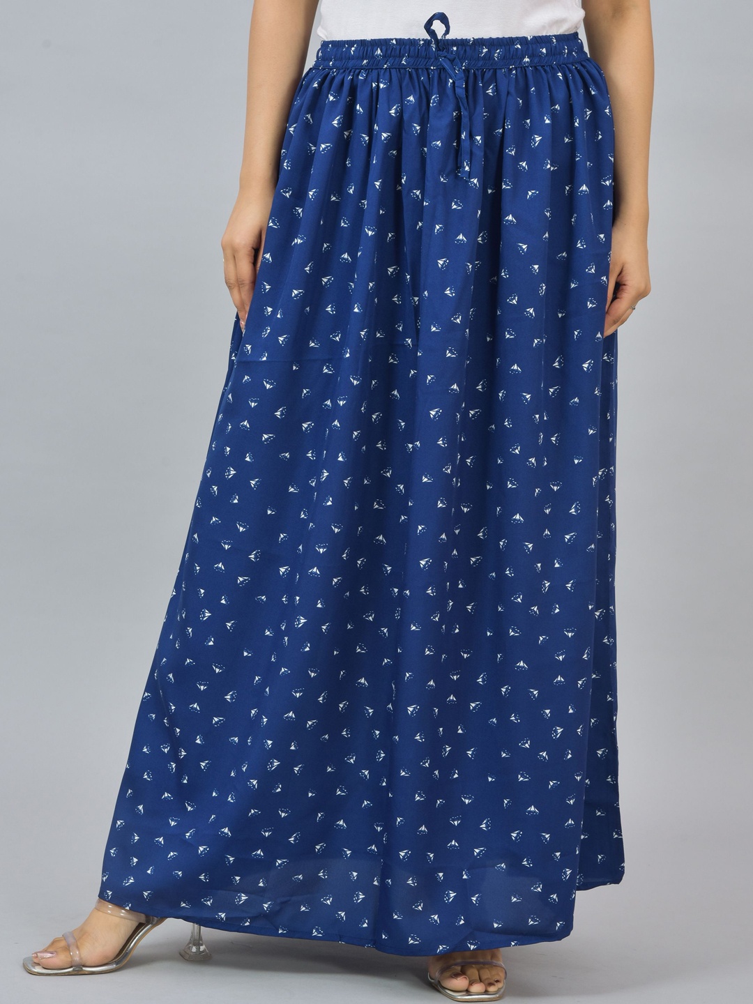 

Girly Girls Women Printed Flared Maxi Skirt, Navy blue