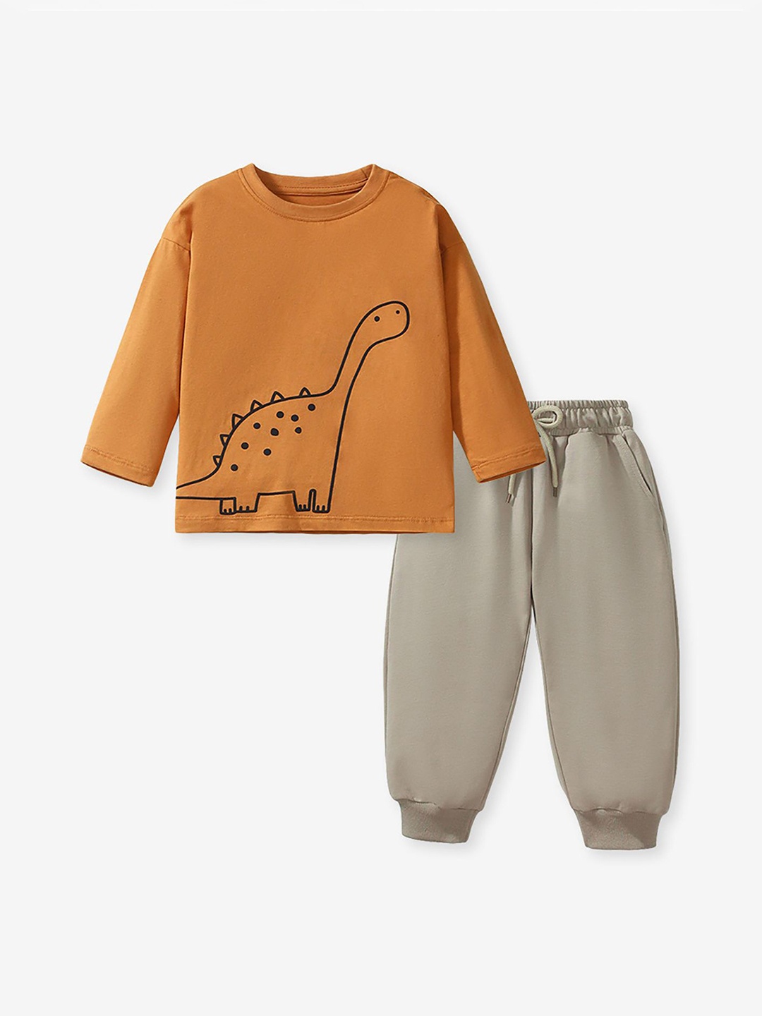 

LULU & SKY Boys Printed T-shirt with Trousers, Brown