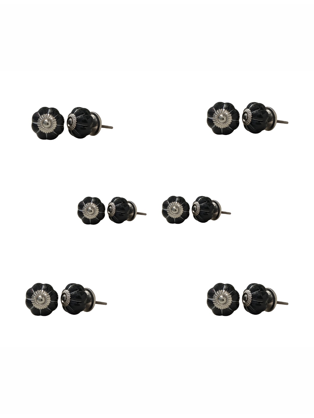 

Indianshelf 6Pcs White & Black Textured Ceramic Knobs