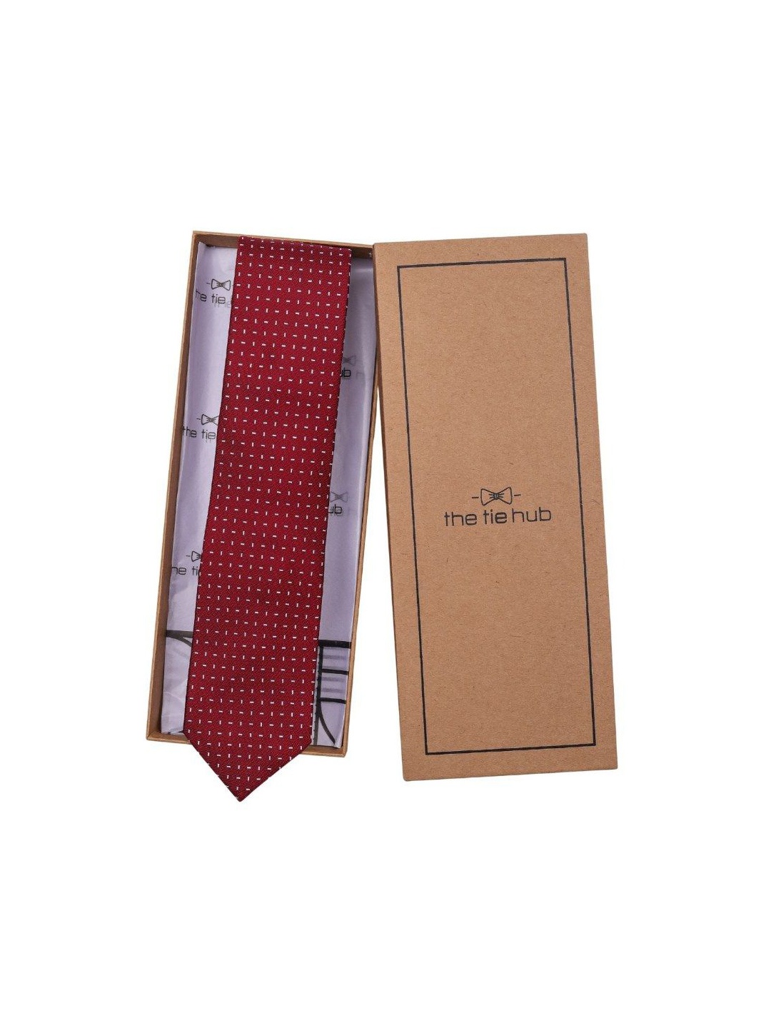 

The Tie Hub Men Printed Skinny Tie, Red