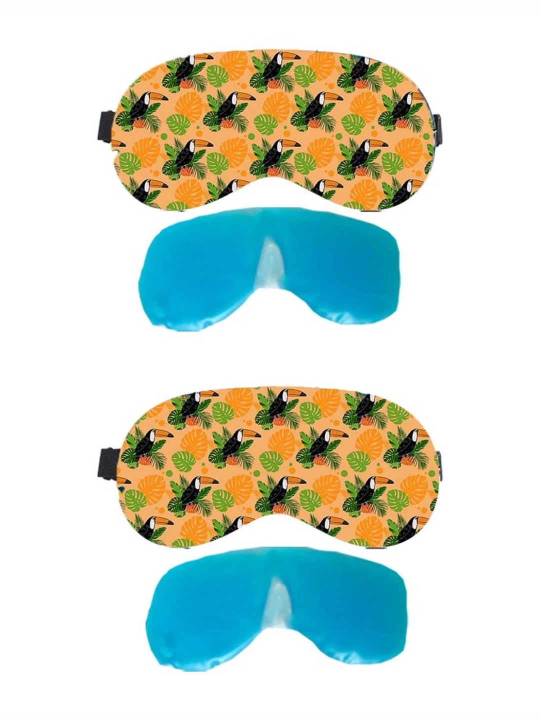 

Lushomes Pack Of 4 Pacific Bird Printed Super Soft Velvet Eye Mask & Gel Tube, Yellow