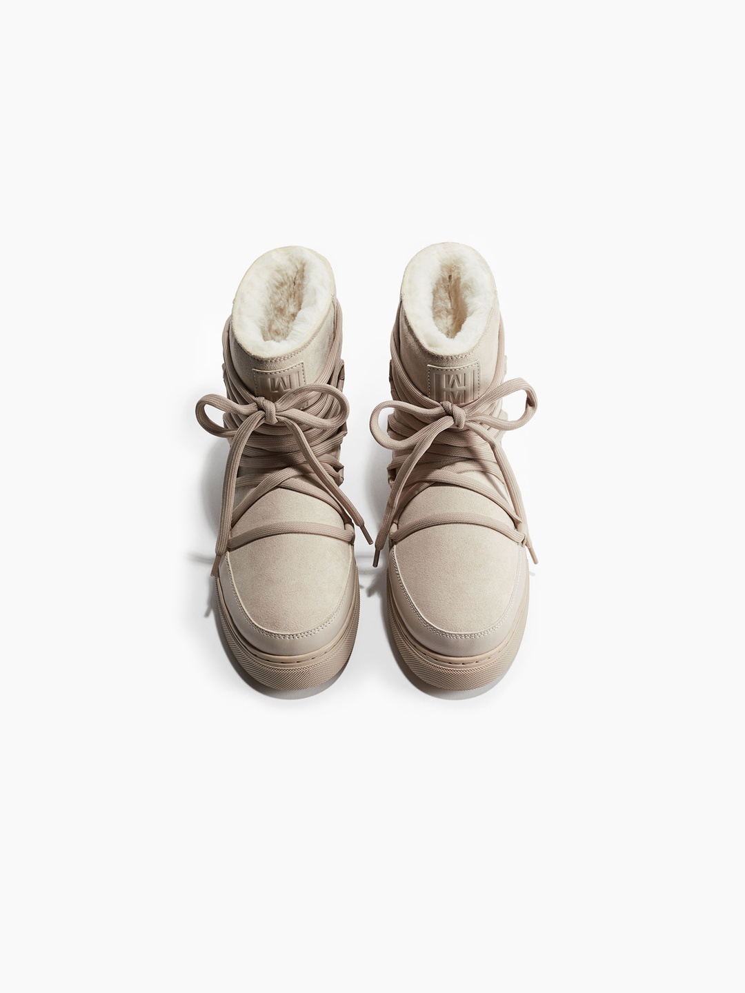 

H&M Laced Padded Boots, Beige