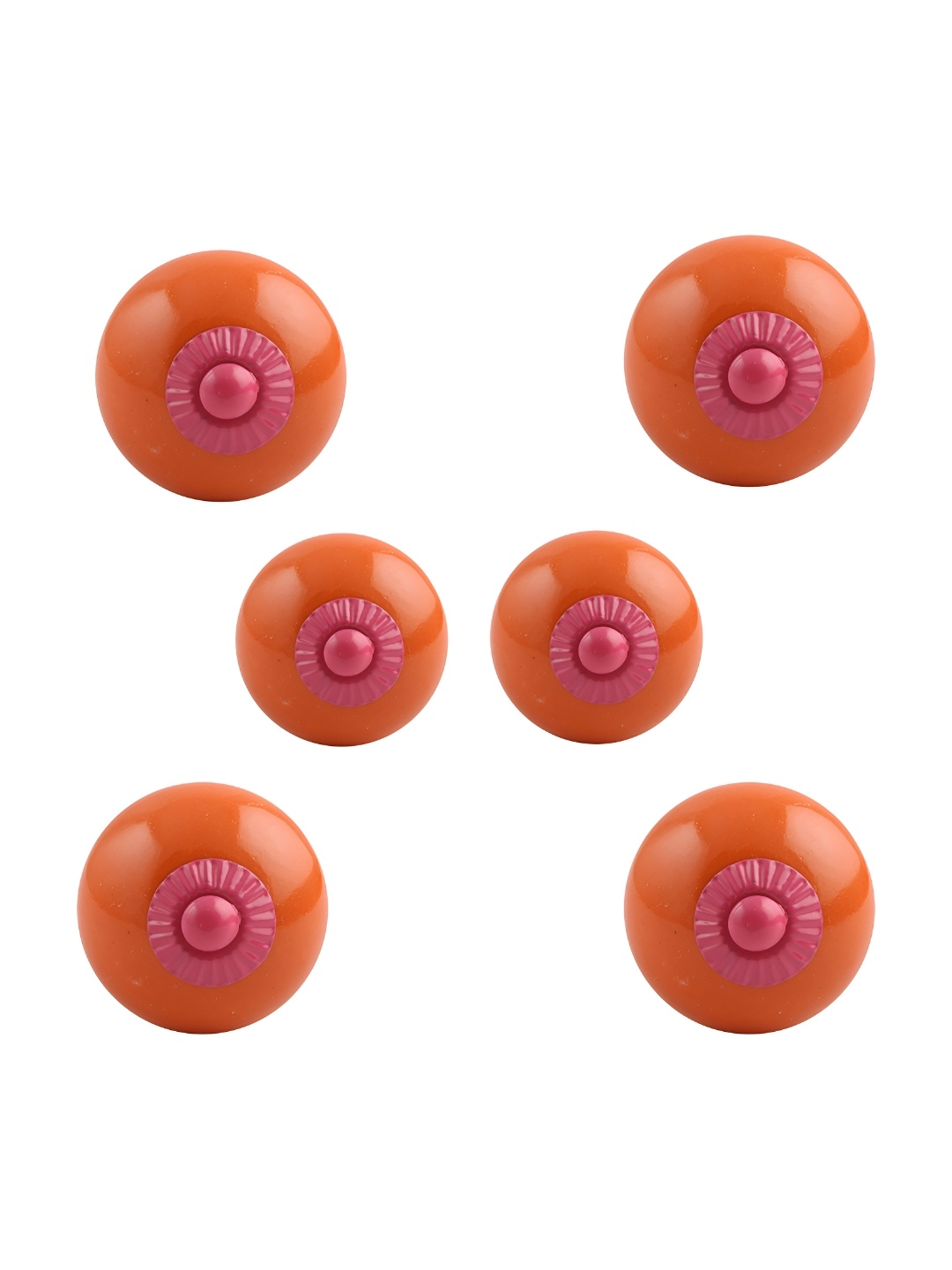 

Indianshelf 6-Pcs Orange Colored & Pink Ceramic Round Knobs