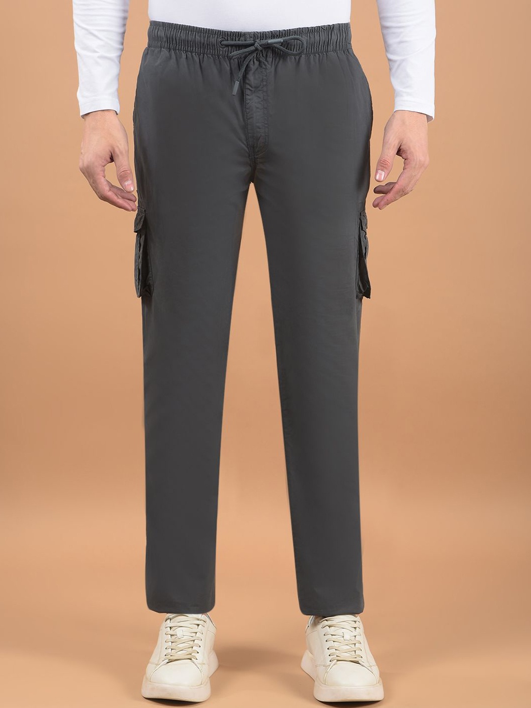 

Cantabil Men Pure Cotton Mid-Rise Track Pant, Grey