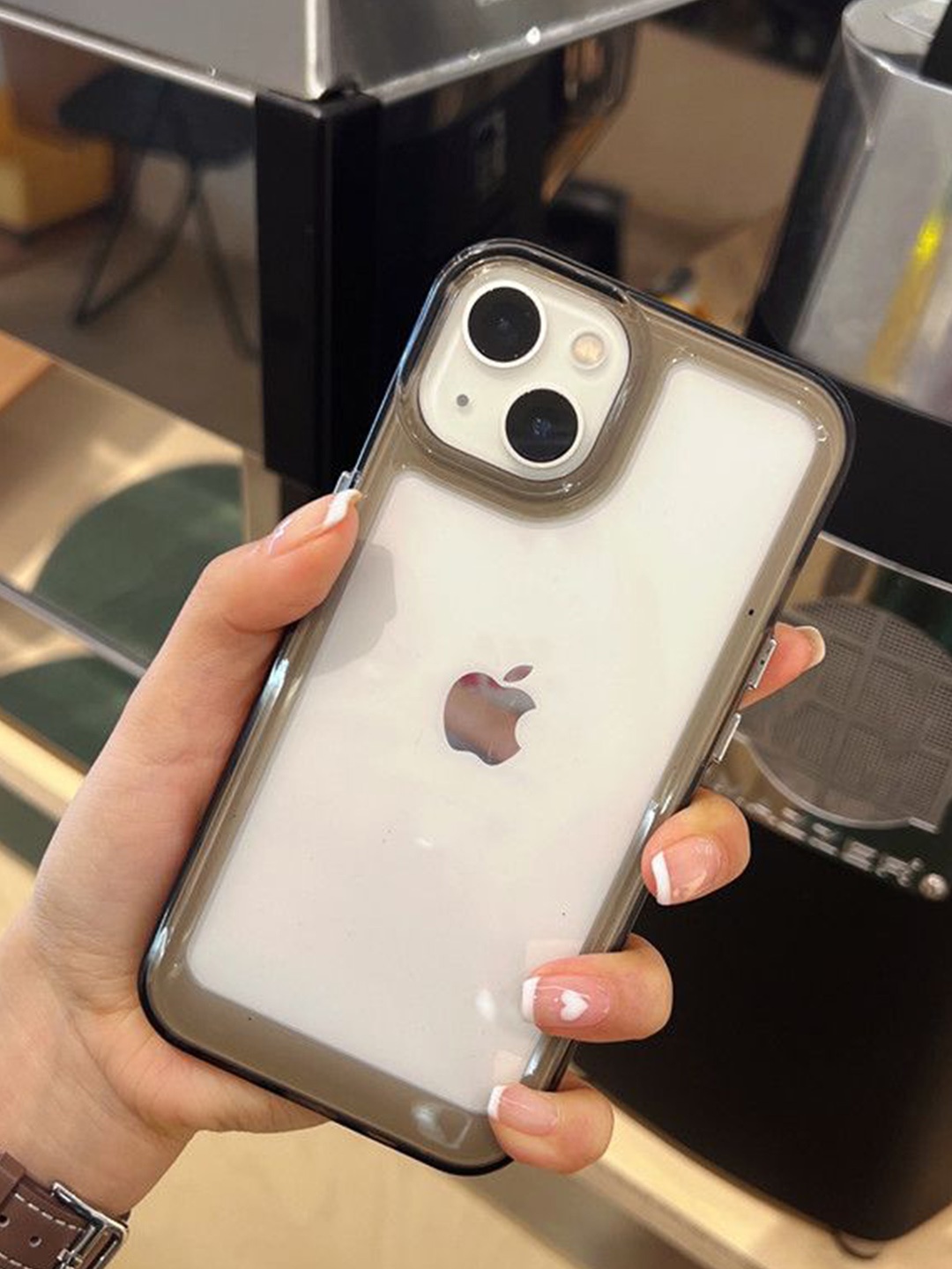 

Luxury Kase Solid Printed iPhone 15 Back Case Mobile Accessories, Grey