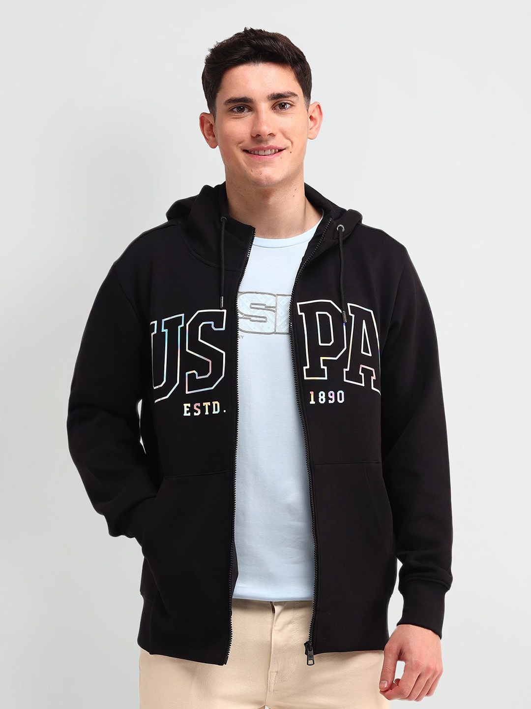 

U.S. Polo Assn. Denim Co. Men Printed Hooded Sweatshirt, Black