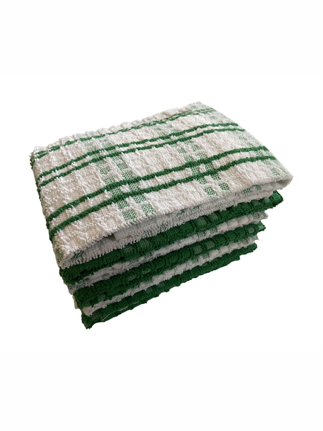 

Lushomes Set Of 6 Green & White Printed Pure Terry Cotton Kitchen Towels