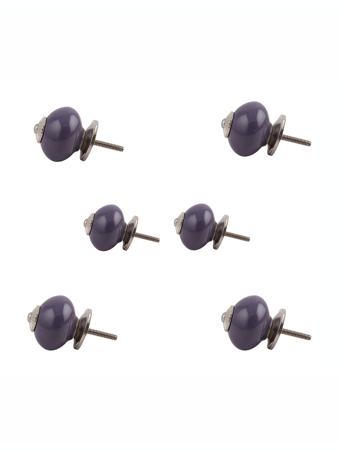 

Indianshelf Set Of 6 Purple & Yellow Printed Ceramic Knobs