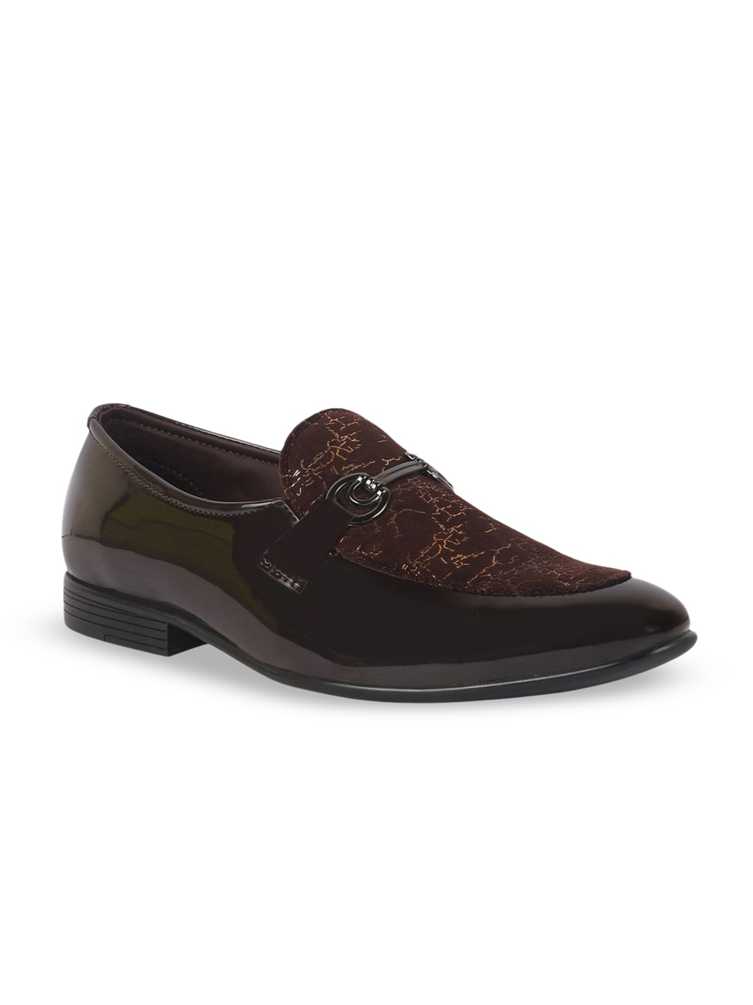 

FAUSTO Men Textured Formal Loafers, Brown