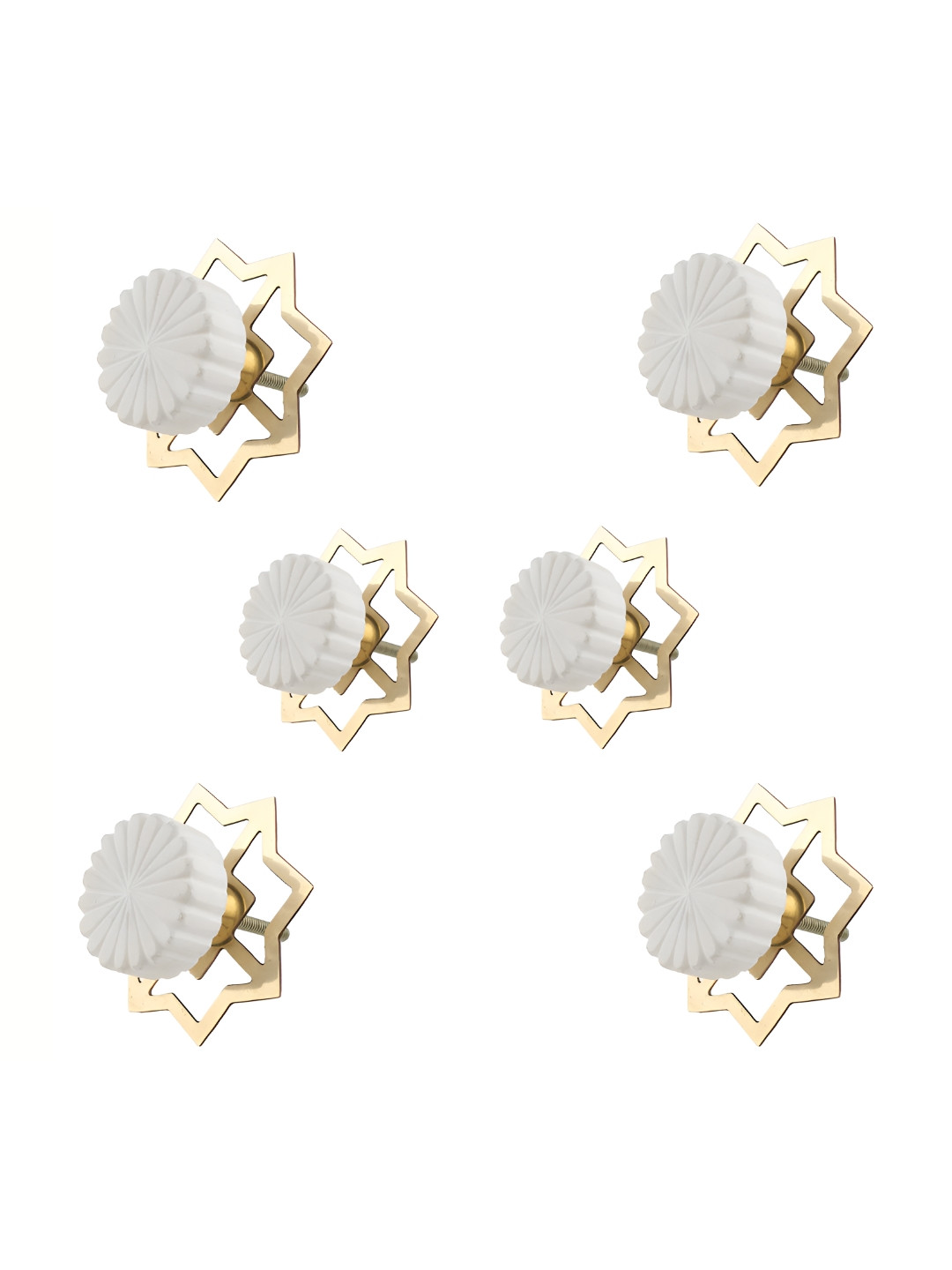 

Indianshelf 6-Pcs White Printed Ceramic Knobs