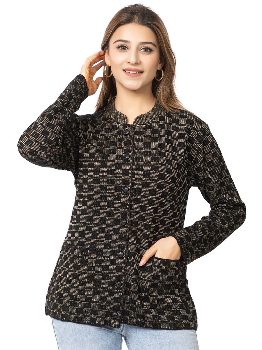 

TWENTY ME Women Printed Cardigan, Black