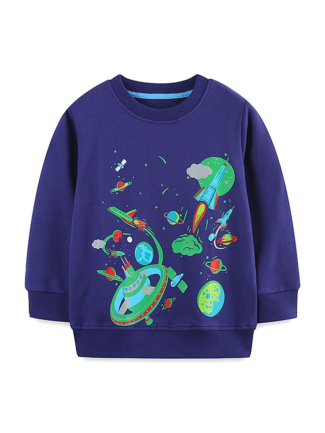 

LULU & SKY Boys Graphic Printed Pullover Sweatshirt, Blue