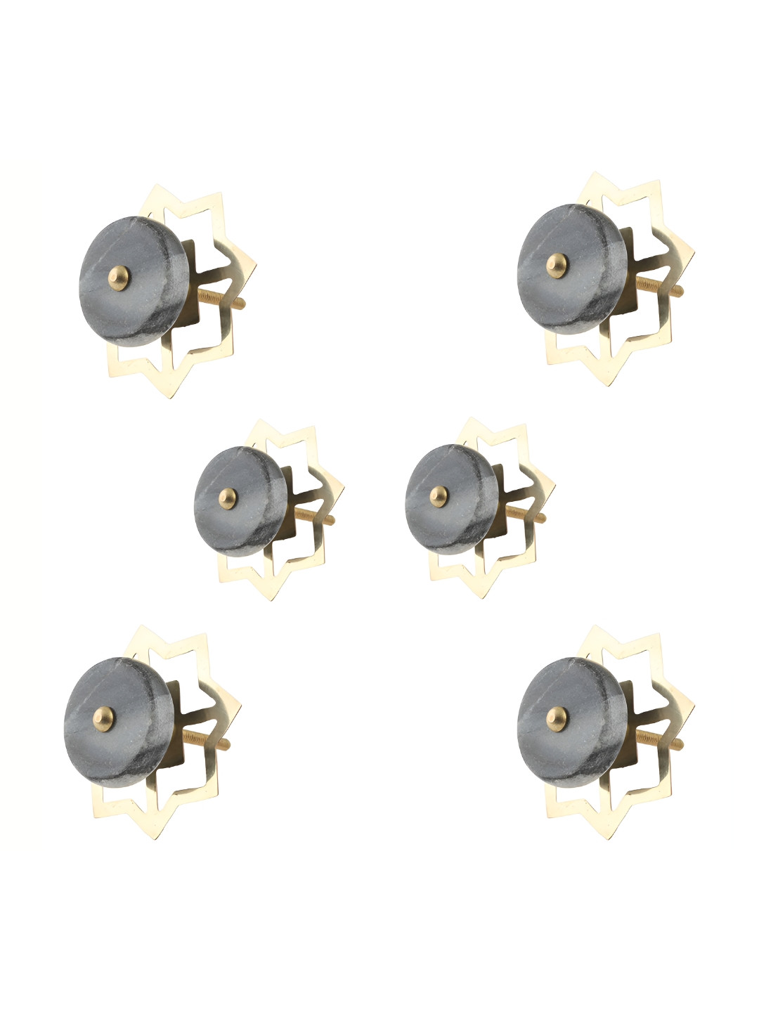 

Indianshelf Set Of 6 Grey & Yellow Ceramic Knobs
