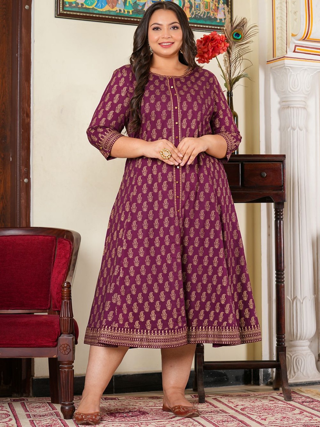 

KALINI Women Floral Printed Anarkali Kurta, Purple