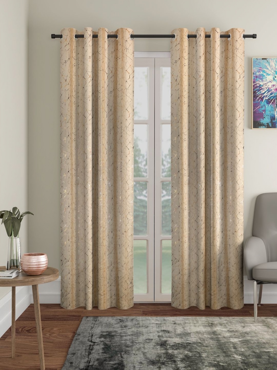 

SOKNACK Set of 2 Beige Printed Long Door Curtain