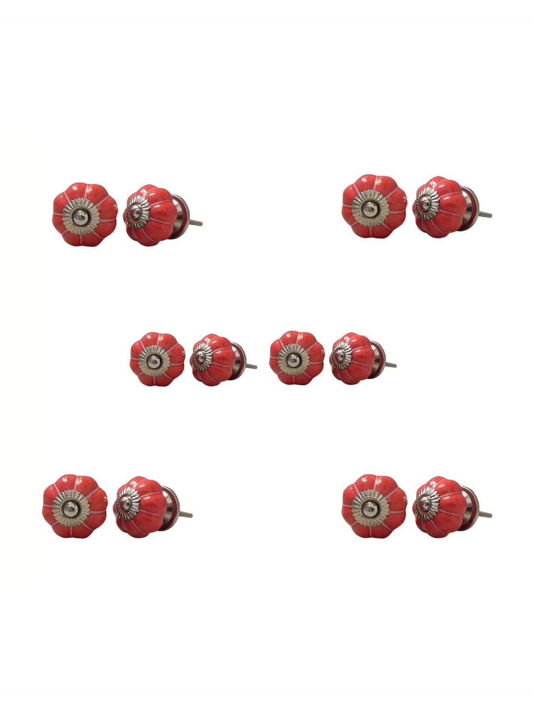 

Indianshelf 6-Pcs Red & White Printed Ceramic Knobs