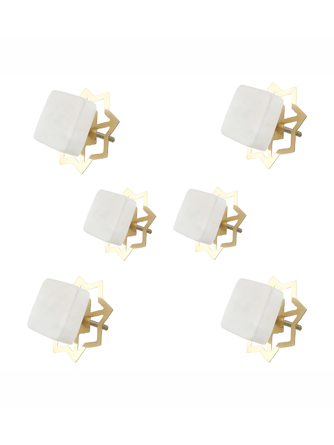 

Indianshelf 6-Pcs White Stone Square Knobs