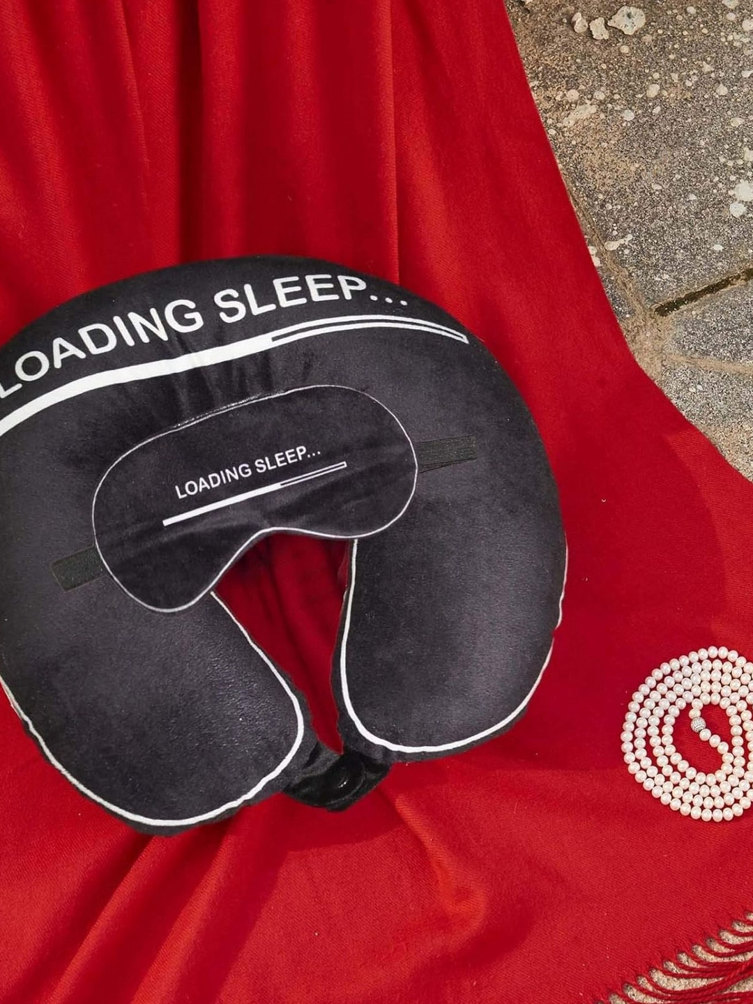 

Lushomes Black Set of 2 Faux Velvet Travel Pillow