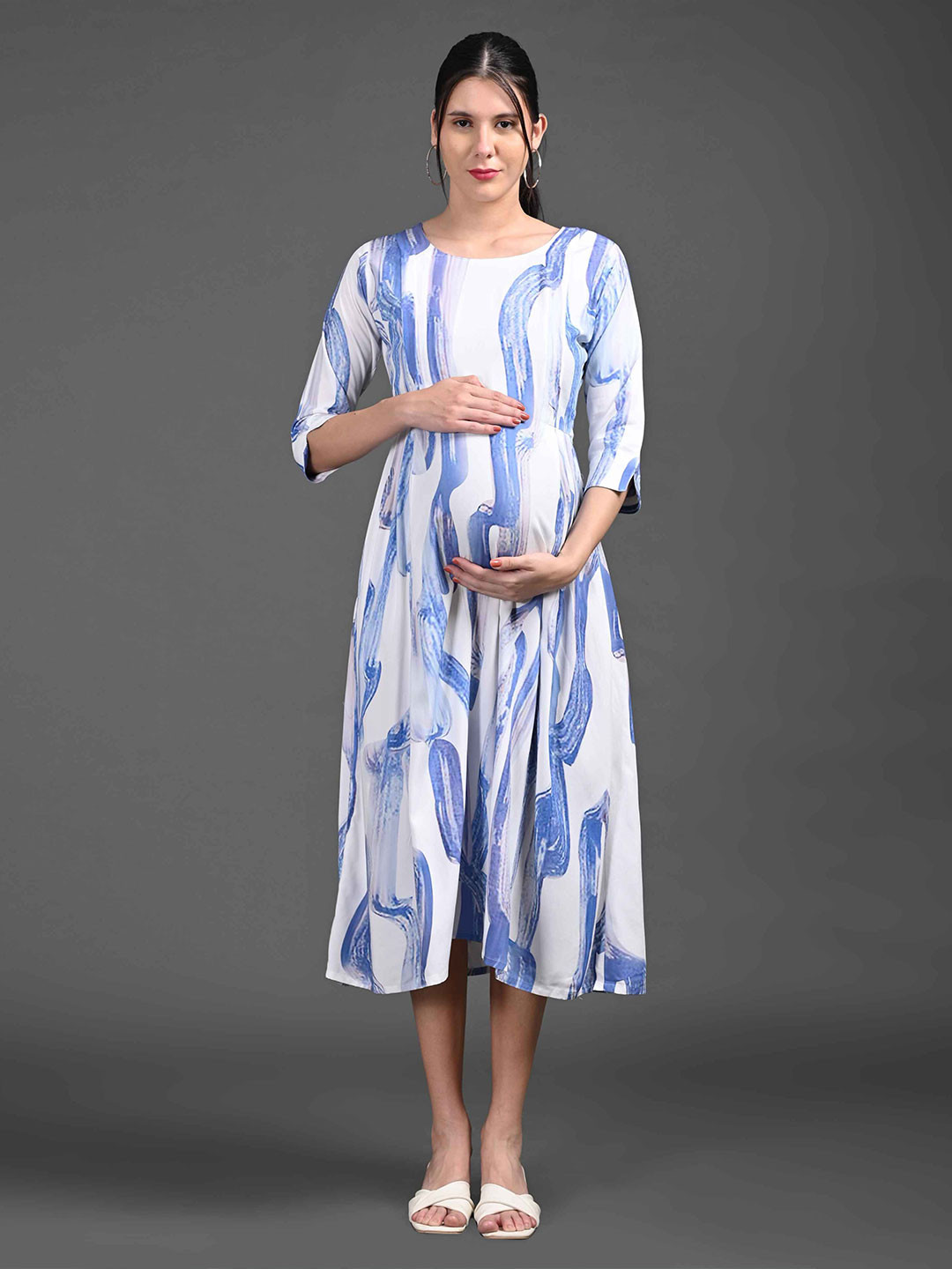

GOLDSTROMS Print A-Line Midi Dress, White