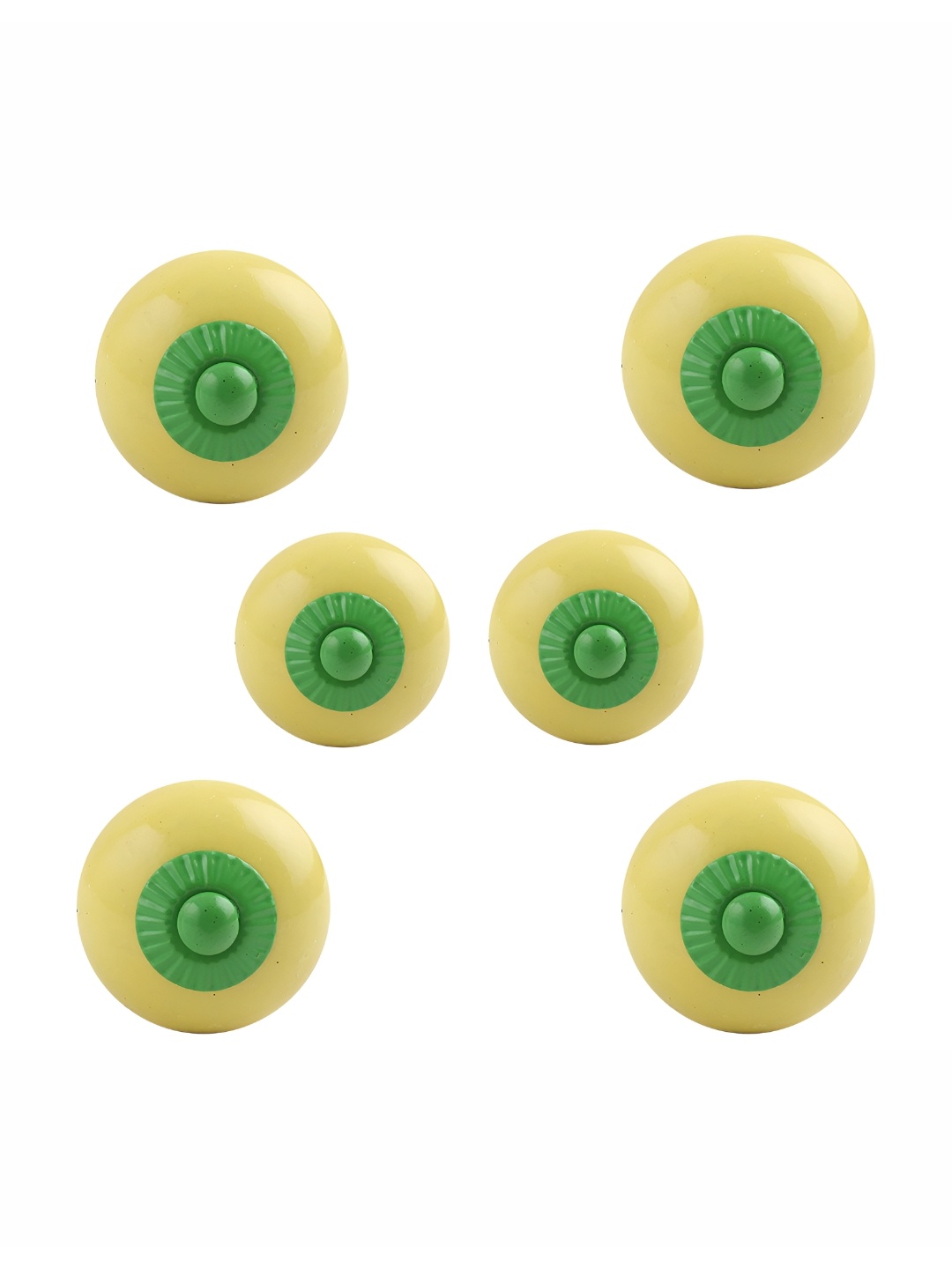 

Indianshelf 6-Pcs Green & Yellow Round Ceramic Knob
