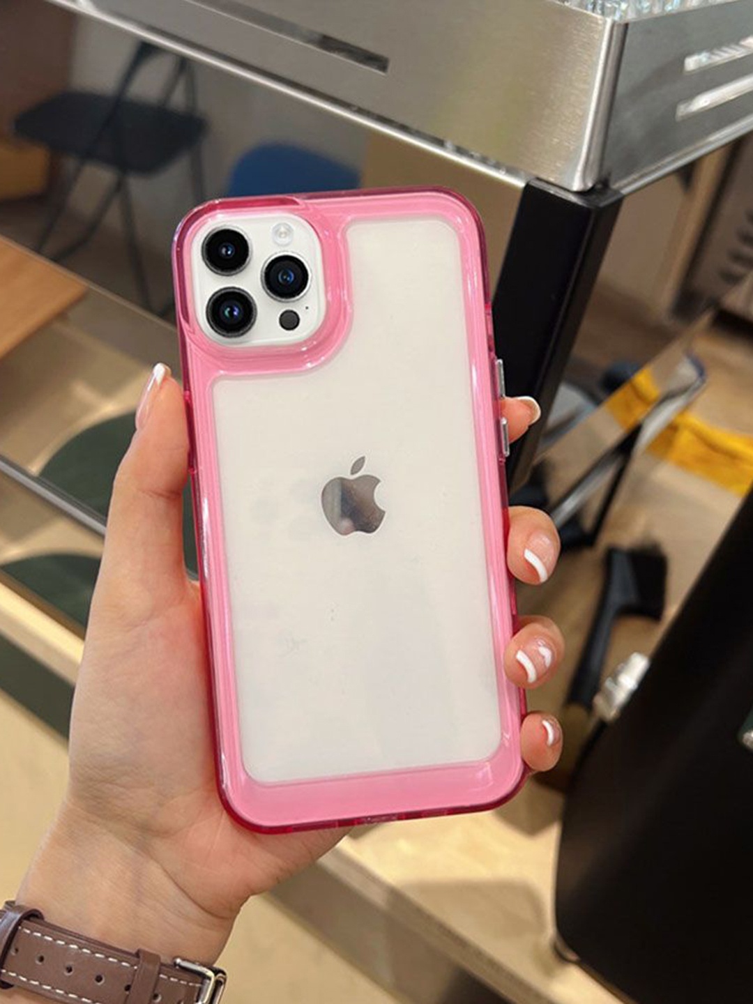 

Luxury Kase Solid Printed iPhone 12 Pro Back Case Mobile Accessories, Pink