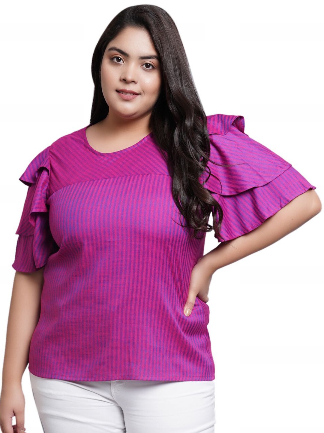 

KALINI Striped Top, Purple