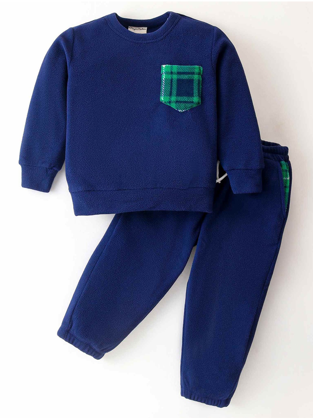 

CrayonFlakes Girls Long Sleeves Sweatshirt with Joggers, Navy blue
