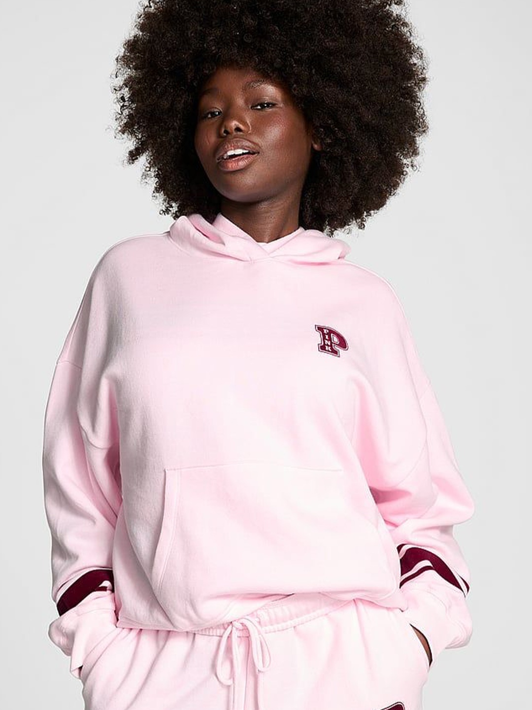 

Victoria's Secret Women Hood Cotton Sweatshirt, Pink