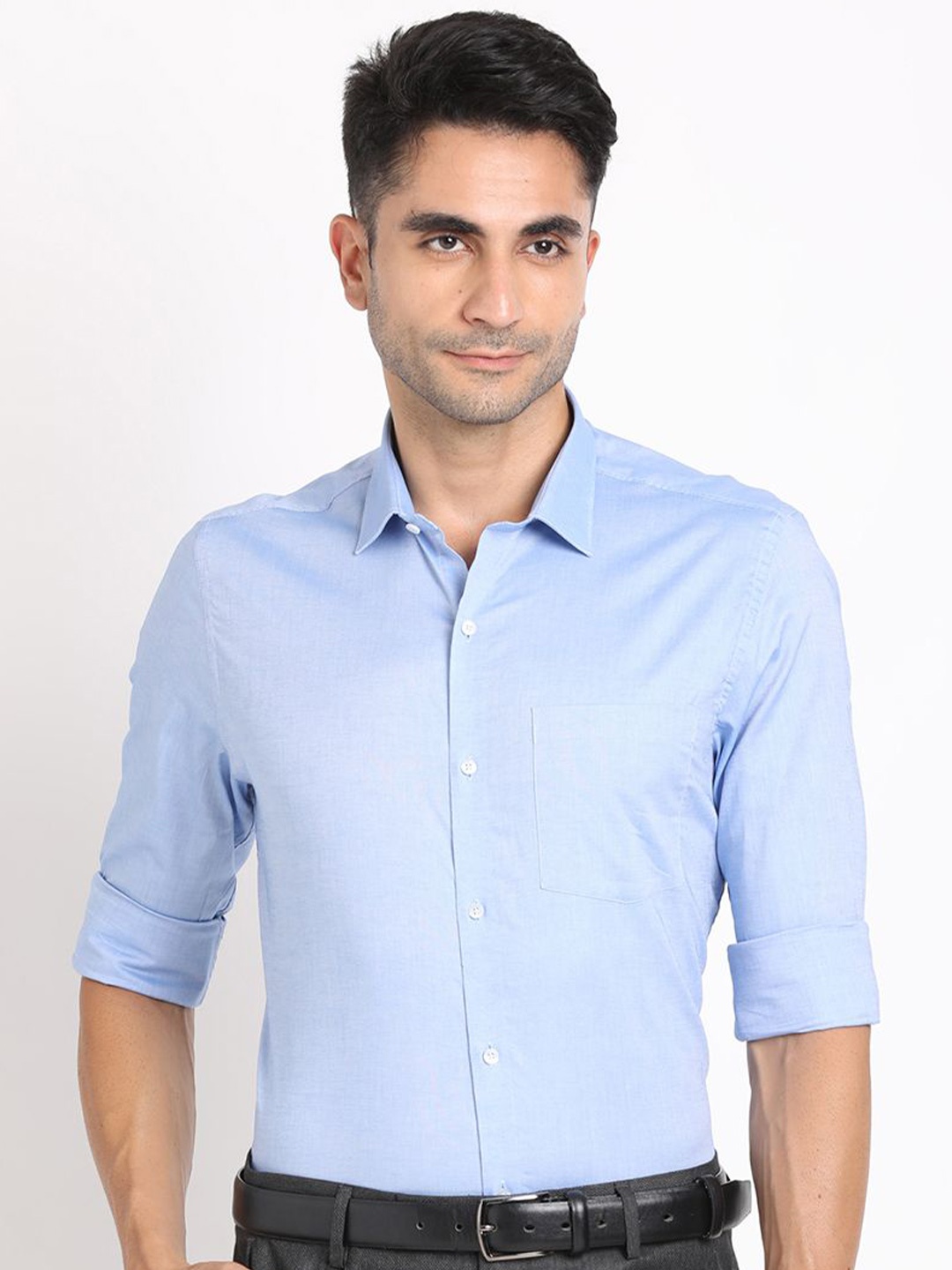 

Turtle Men Standard Slim Fit Opaque Formal Shirt, Blue