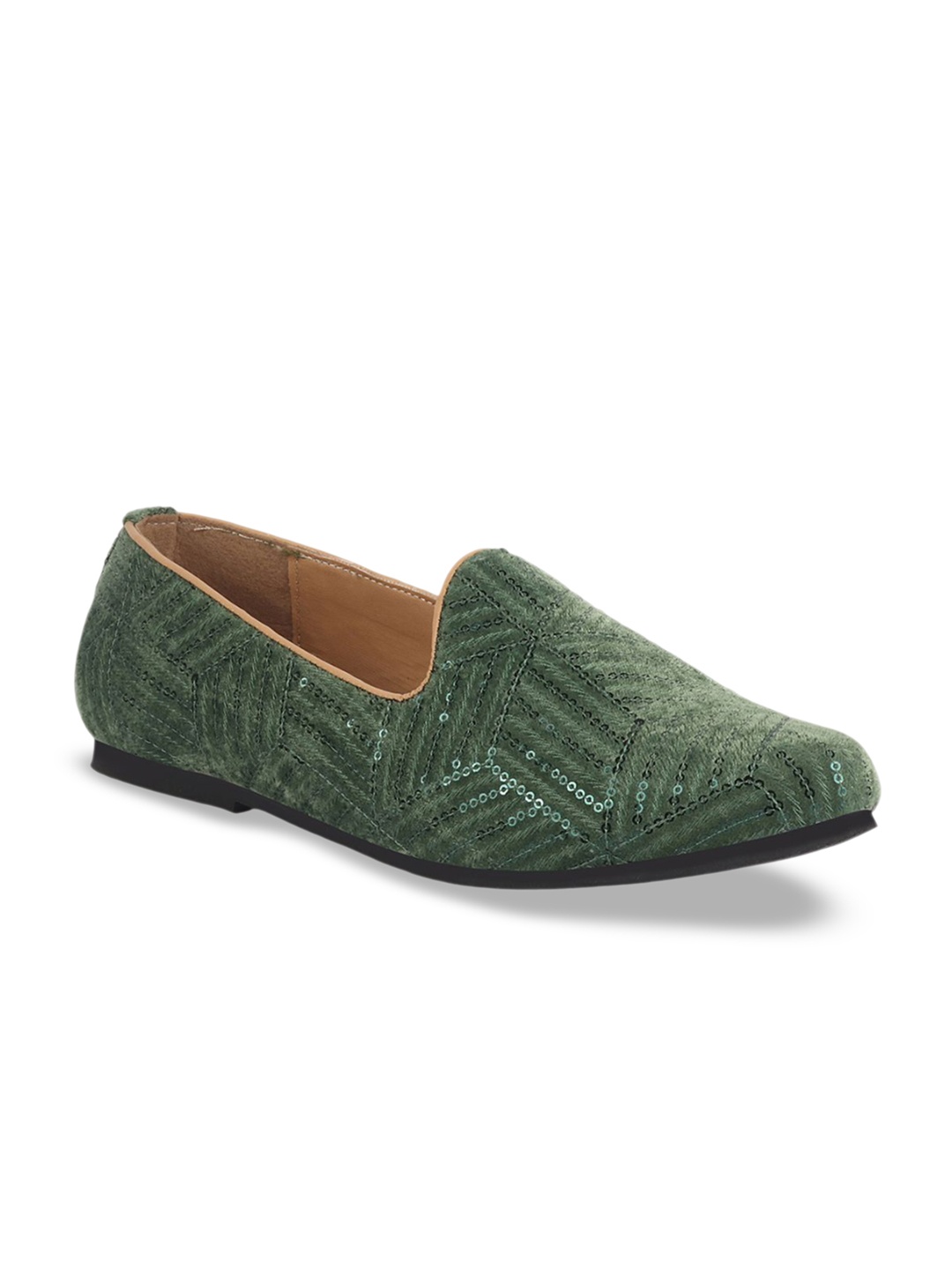 

FAUSTO Boys Woven Design Embellished Lightweight Mojaris, Green
