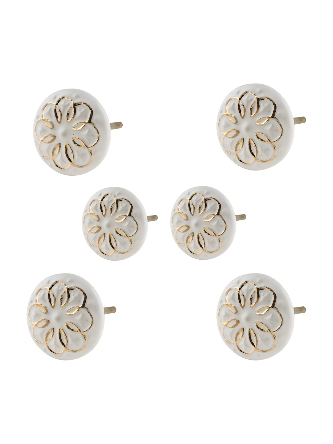 

Indianshelf Cream & Yellow Set Of 6 Printed Ceramic Floral Knobs