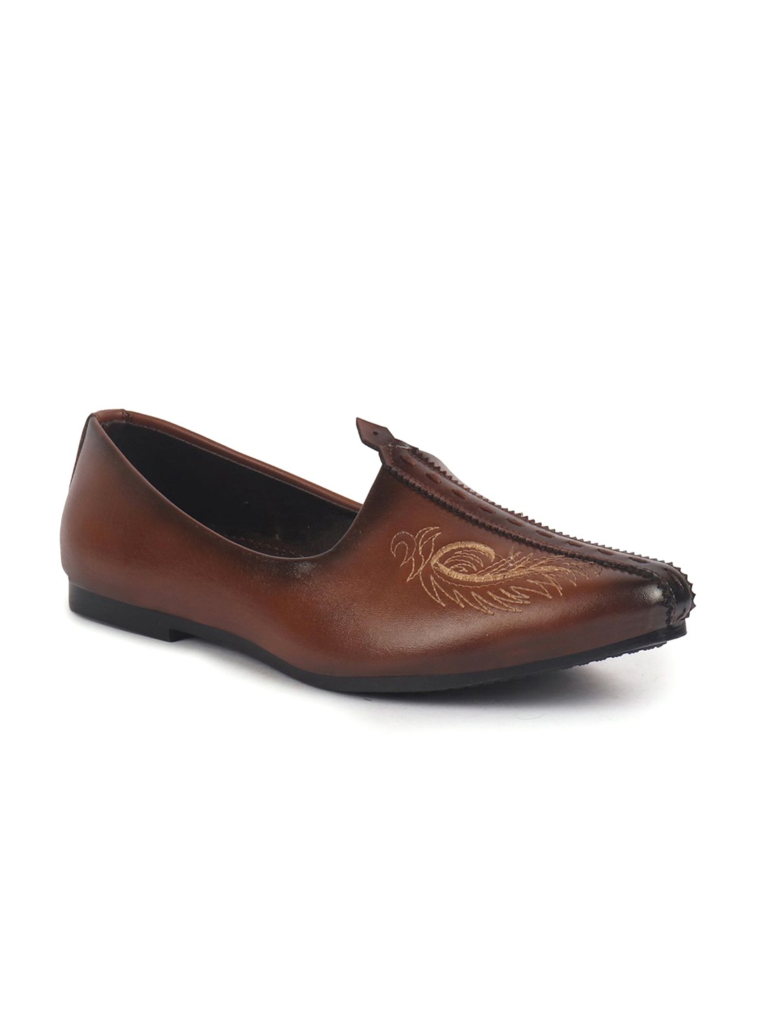 

FAUSTO Men Colourblocked PU Round Toe Loafers, Tan