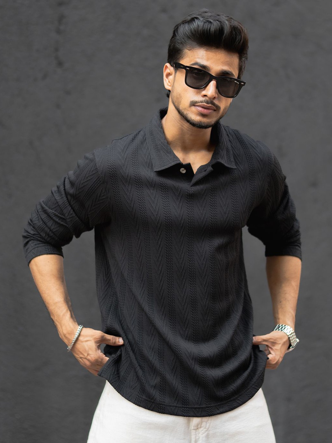 

Powerlook Men Polo Collar T-shirt, Black