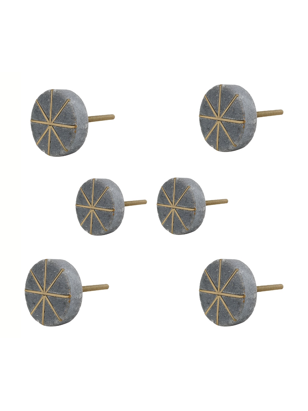 

Indianshelf Grey & Yellow 6 Pieces Stone Round Knobs
