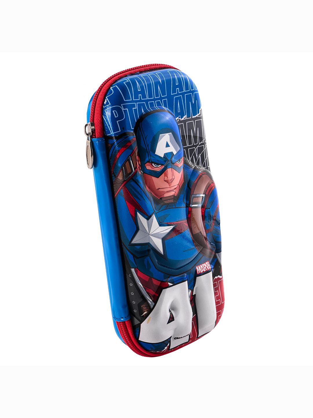 

Kuber Industries Red & Blue 3D Captain America Printed Pencil Box with Zip