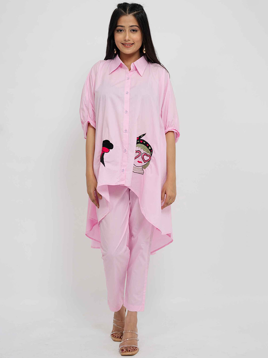 

AFFAIRE'S BY LEVELL5 Embroided Shirt With Trousers Co-Ords, Pink
