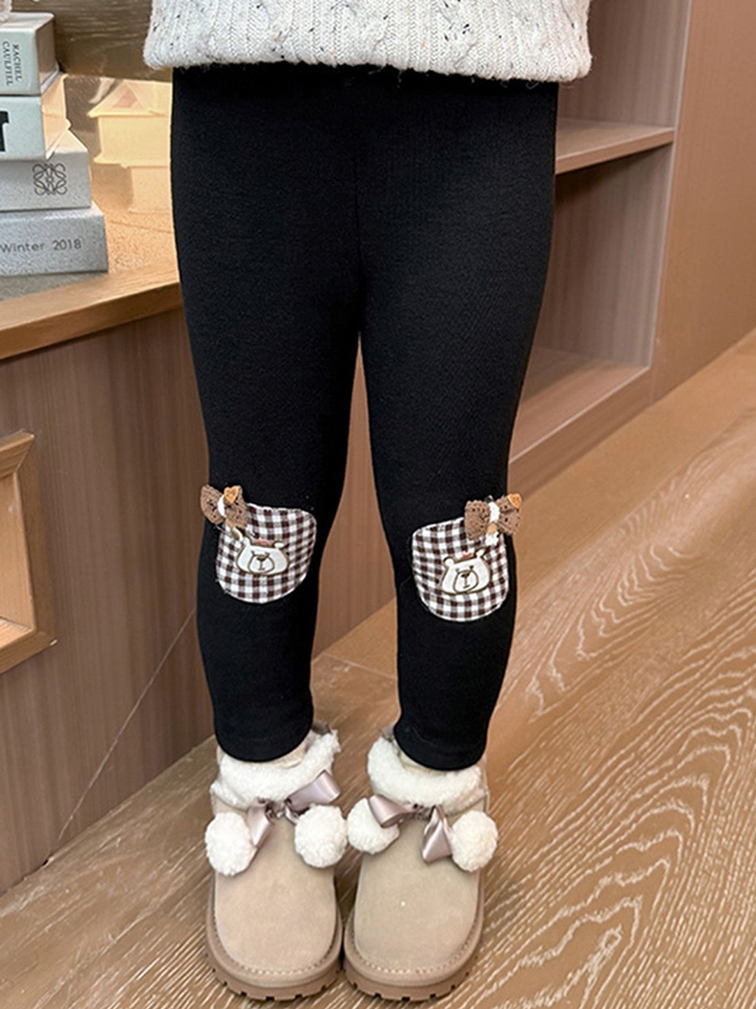 

LULU & SKY Girls Patchwork Mid-Rise Ankle-Length Leggings, Black